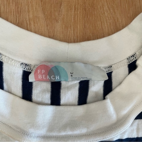 FP Beach ~Navy + White Striped Cotton Capri Sleeveless Midi Dress in size Large - Picture 8 of 14